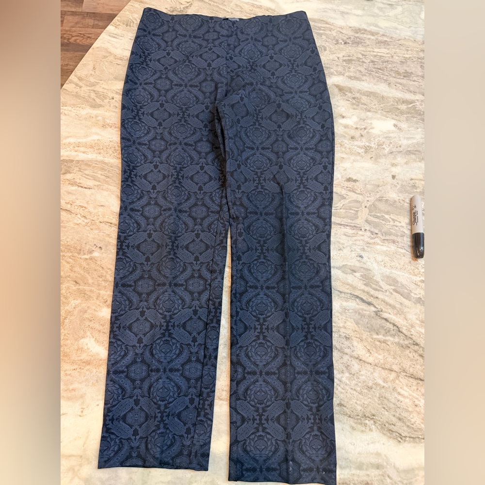 Elliott Lauren Pull On Pants Womens 10 Black Jacquard Stretch Dress Career